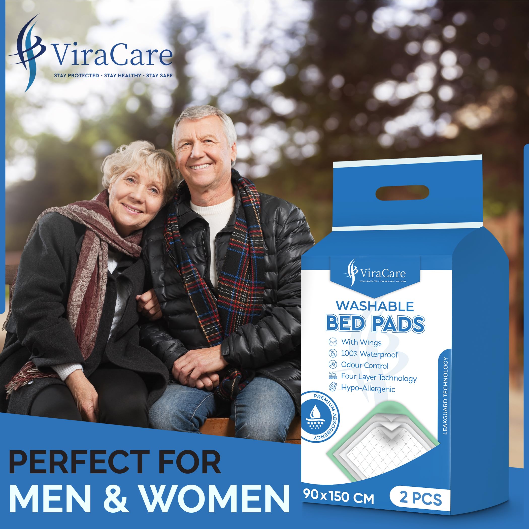 Lot de 2 alèses lavables pour incontinence - Blanc - 90 x 150 cm - Pour lit king size - Avec plis