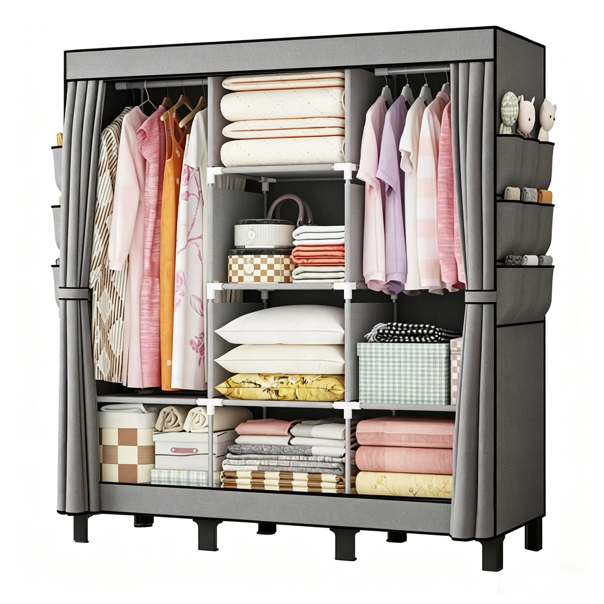 Armadio portatile, armadio per camera da letto, scatola portaoggetti per vestiti, semplice armadio da appendere, adatto per camere da letto, dormitori e case in affitto. 129,5 x 45 x 172 cm