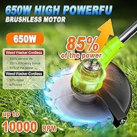 Vista 4 de Aokia Wacker eléctrico sin cable, alimentador de malezas de 12 V alimentado por batería inalámbrico con poste ajustable (65 pulgadas)