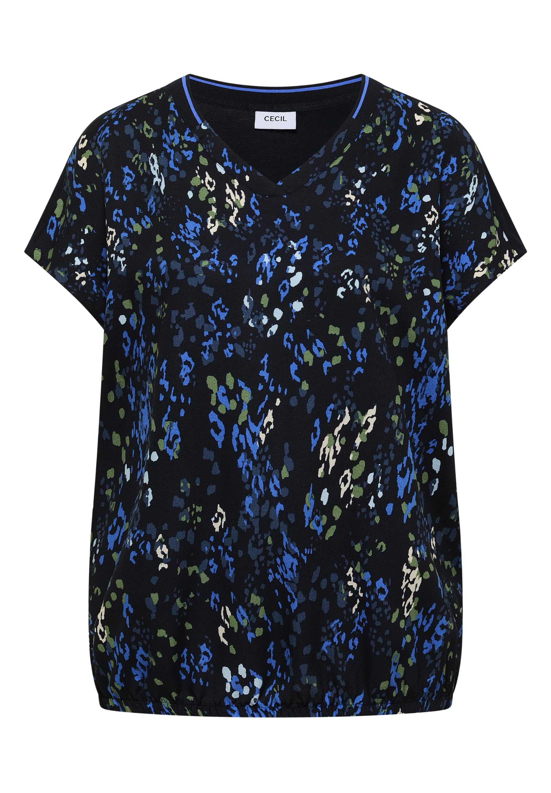 Cecil Short-Sleeved Blouse Shirt with Structure Mix Urban Dark Blue XXL