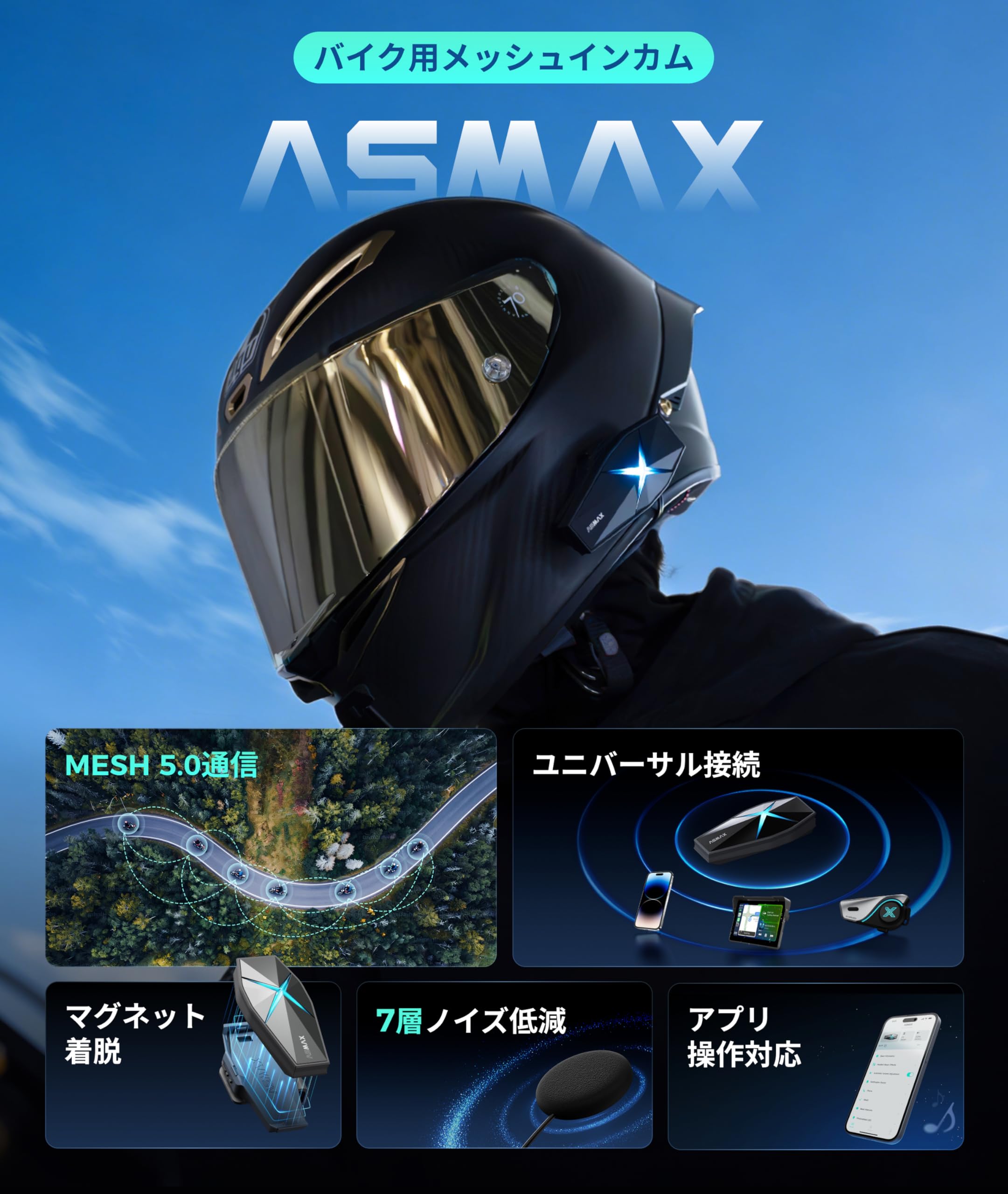 ASMAX F1 本体のみ バイク用・次世代インカム「ASMAX（アズマックス） F1 Pro」が日本初