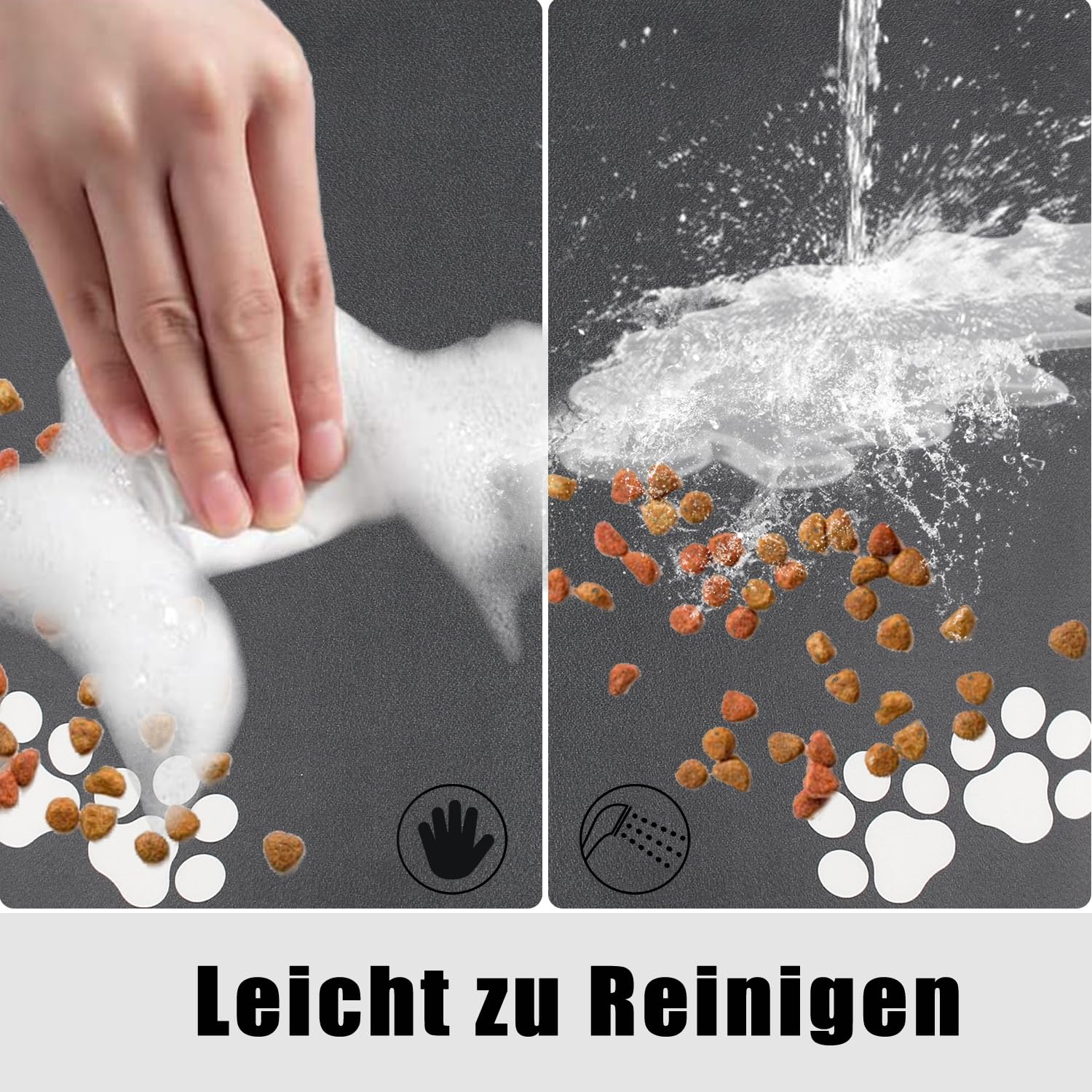 Futternapf-Matte Für Katzen & Hunde – Saugfähig, Rutschfest, Waschbar – Schützt Vor Nassen Pfoten & Schmutz (Braun)