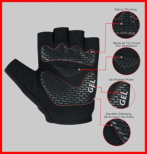 Miniatura 3 de Guantes de ciclismo de gel acolchados de medio dedo guantes de silicona impresión transpirable peso ligero bicicleta entrenamiento ciclismo guantes