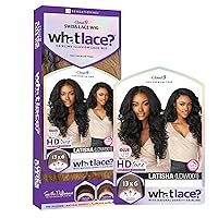 Vista 8 de Sensationnel What Lace Pelucas 13X6 - Latisha Encaje Frontal Atado a Mano Sin Pegamento Sintético con Densidad Natural Línea de Cabello Predepilada