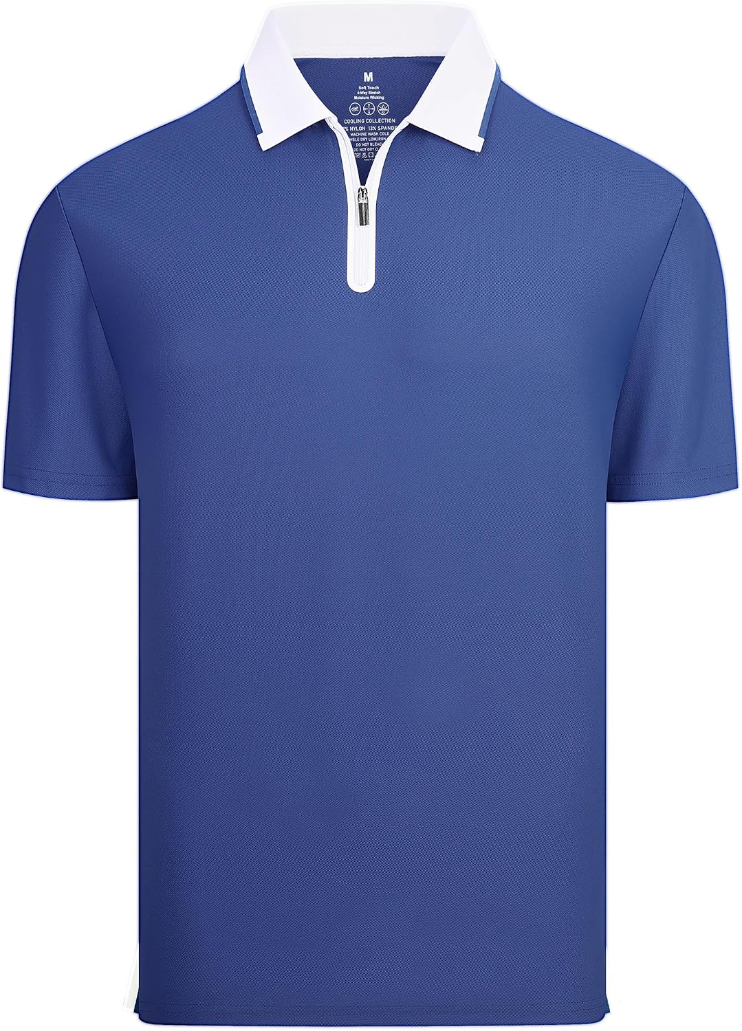 Esabel.C Mens Zipper Golf Shirt Short Sleeve Moisture Wicking Pique Stretch Dry Fit Activewear Polo Shirts for Men