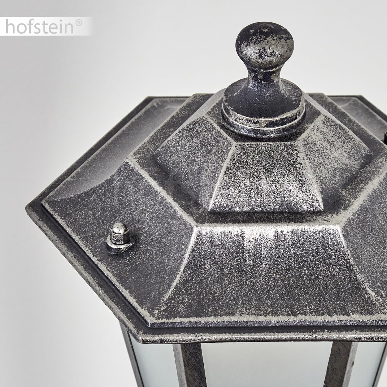 Lampe d'extérieur Loria, avec détecteur de mouvement en métal/verre noir-argenté/blanc, lampe d'extérieur à l'aspect antique, 107cm, lampe de jardin, éclairage de jardin IP44, 1x E27, sans ampoule