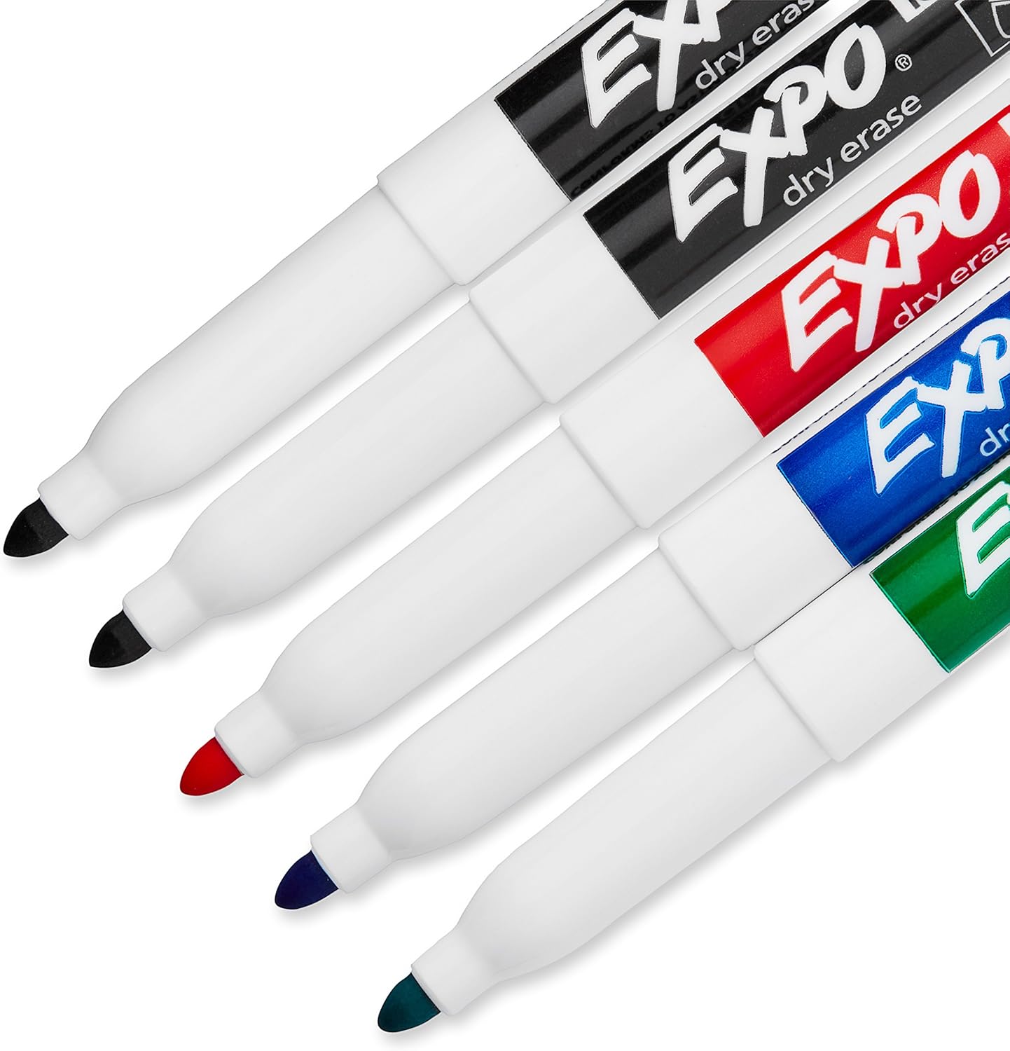 EXPO Low Odor Dry Erase Marker Set with White Board Eraser and Cleaner | Fine Tip Dry Erase Markers | Assorted Colors, 7 Piece Set with Whiteboard Cleaner : Everything Else