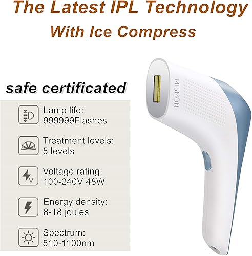 Miniatura 2 de MiSMON - Depilación láser de compresa de hielo para mujeres, dispositivo de depilación permanente IPL para cuerpo, bikini, uso doméstico seguro,