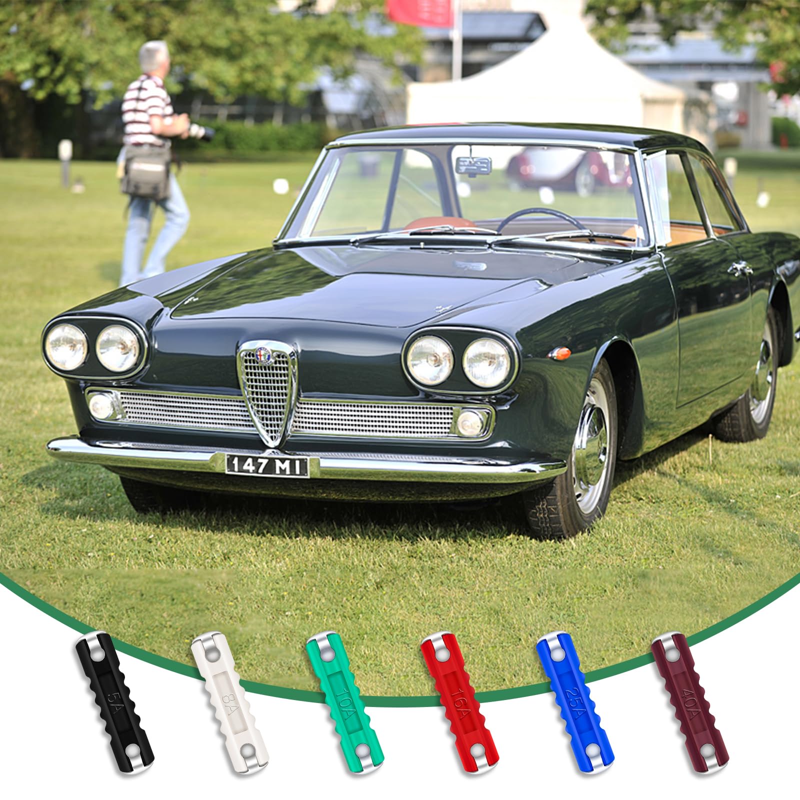 Set di 60 fusibili a cartuccia, Bolatus fusibili siluro 5A 8A 10A 16A 25A 40A set di fusibili auto per veicoli europei auto d'epoca