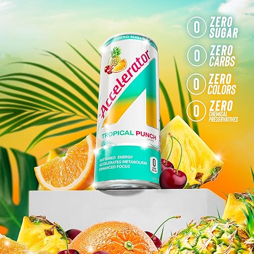 Miniatura 3 de Accelerator Tropical Punch Energy Drink, 12 onzas líquidas (paquete de 12)