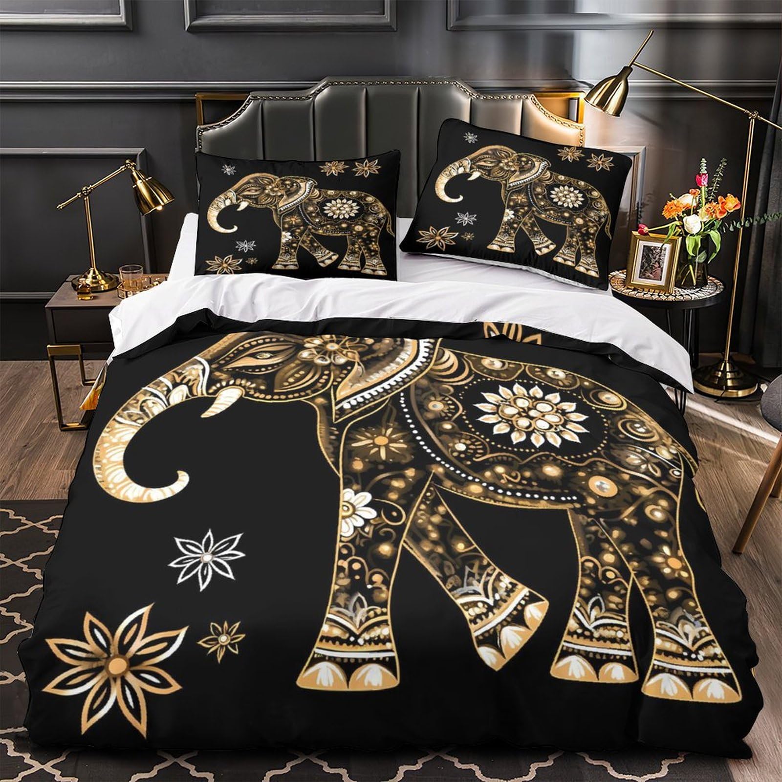 Housse de couette éléphant confortable et hypoallergique pour grand lit