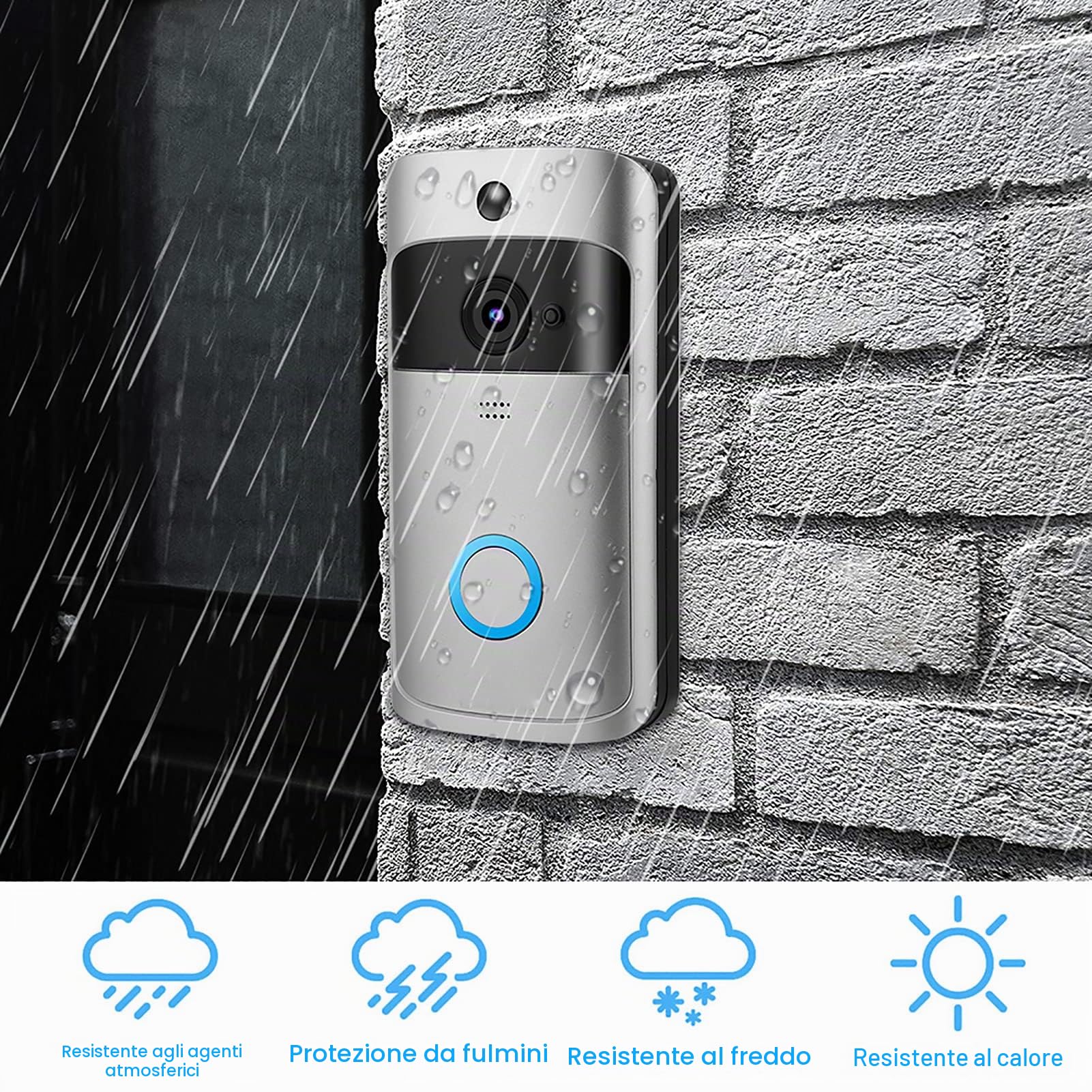 FILFEEL Campanello Videocitofono Smart WiFi, Campanello Wireless a Infrarossi di Accesso Citofono Telecamera Porta - Grandangolo 166°, Supporto Telecomando del Telefono e Connessione