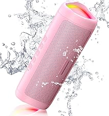 [50% off] Bluetooth Speaker Gifts for Men: Portable Wireless, IPX5 Waterproof, White Elephant Gifts for Adults, Stocking Stuffers for Teens Boy Girl, Up to 20H Playtime, TWS Pair, for Home/Party/Outdoor (Pink)