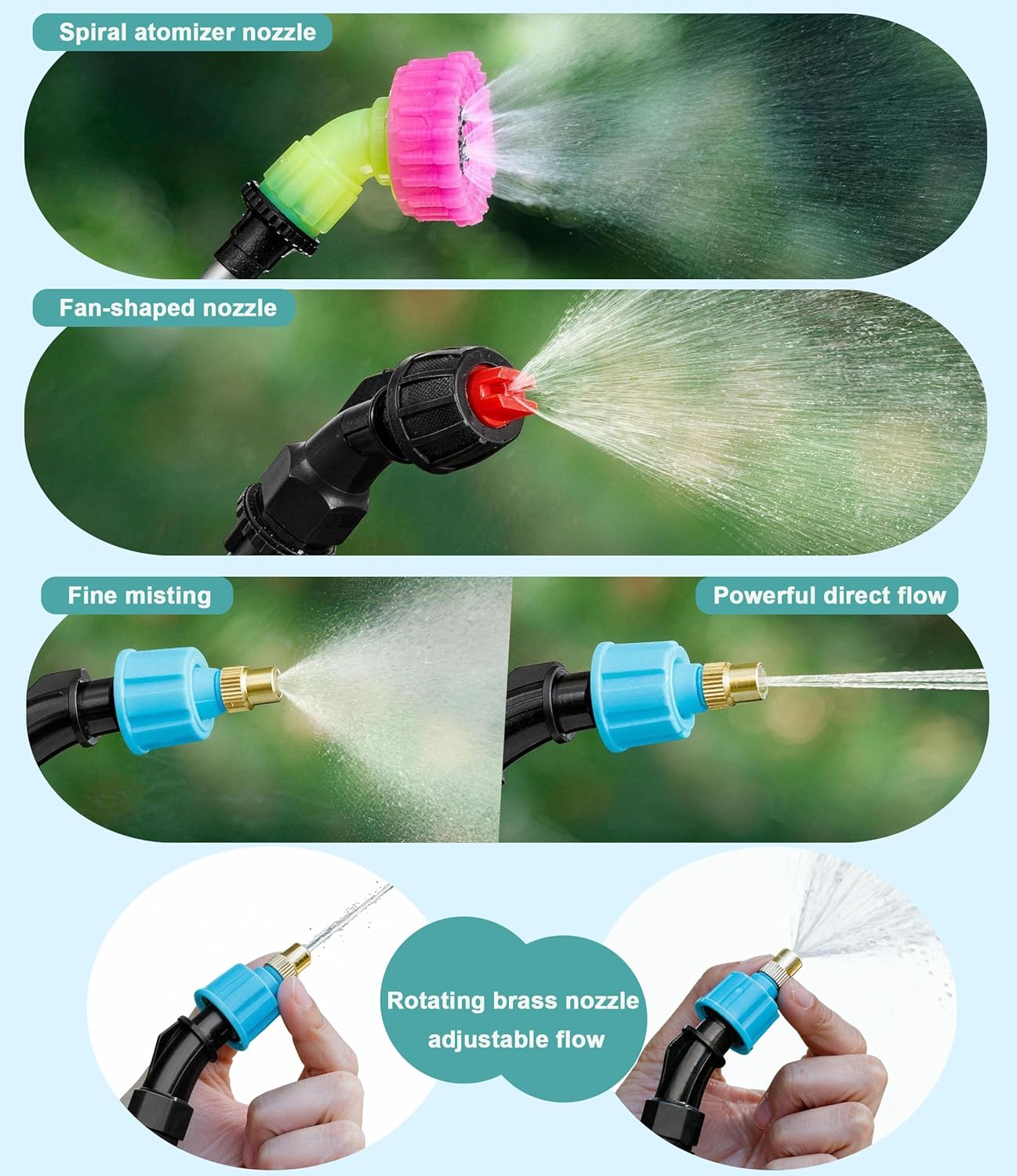 2.11 Gallon / 8L Electric Sprayer, Powerful Electric Garden Sprayer with 3 Mist Nozzles, Rechargeable Handle, Adjustable Shoulder Strap and Rechargeable Handle