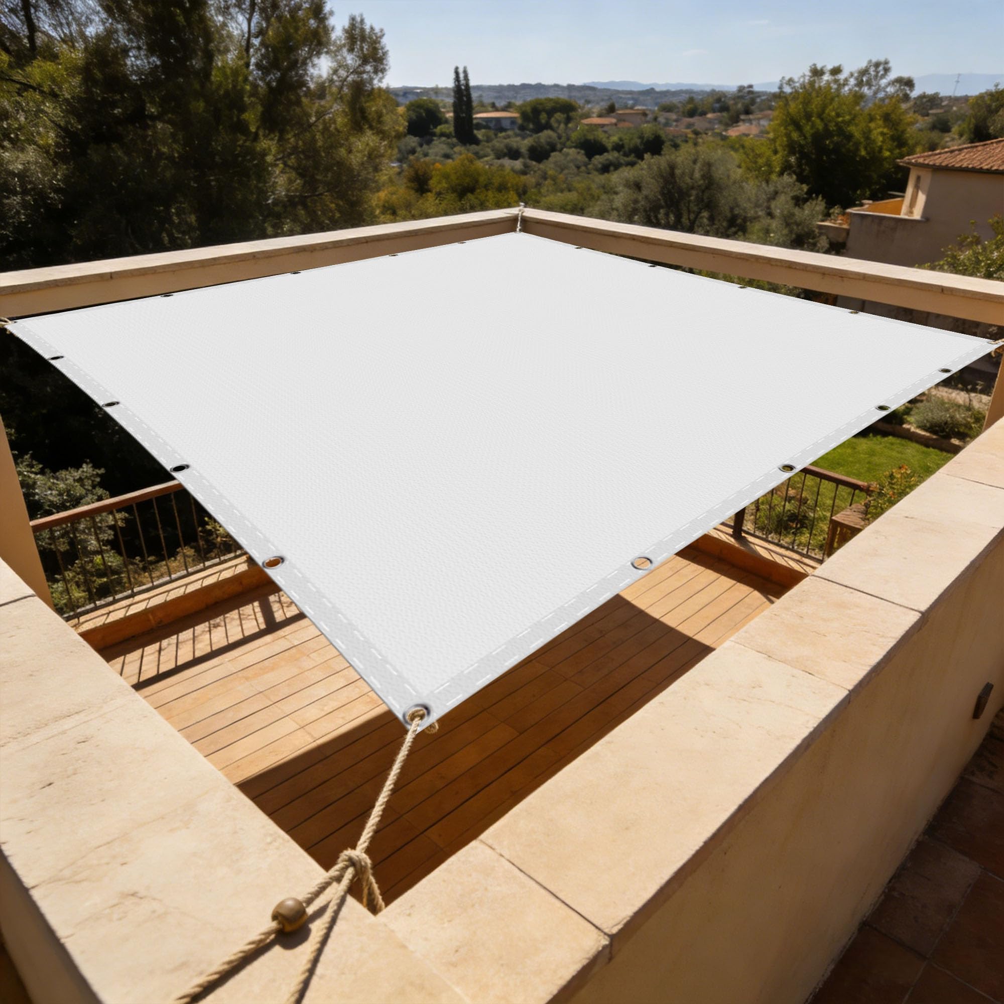 Voile d'ombrage étanche 1.6x2.6m blanc pour terrasse