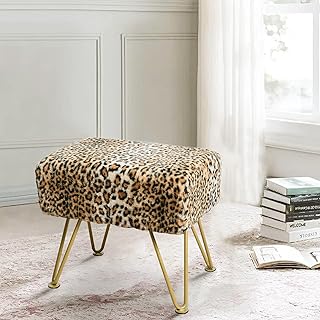 Leopard Print Rectangle Ottoman 19