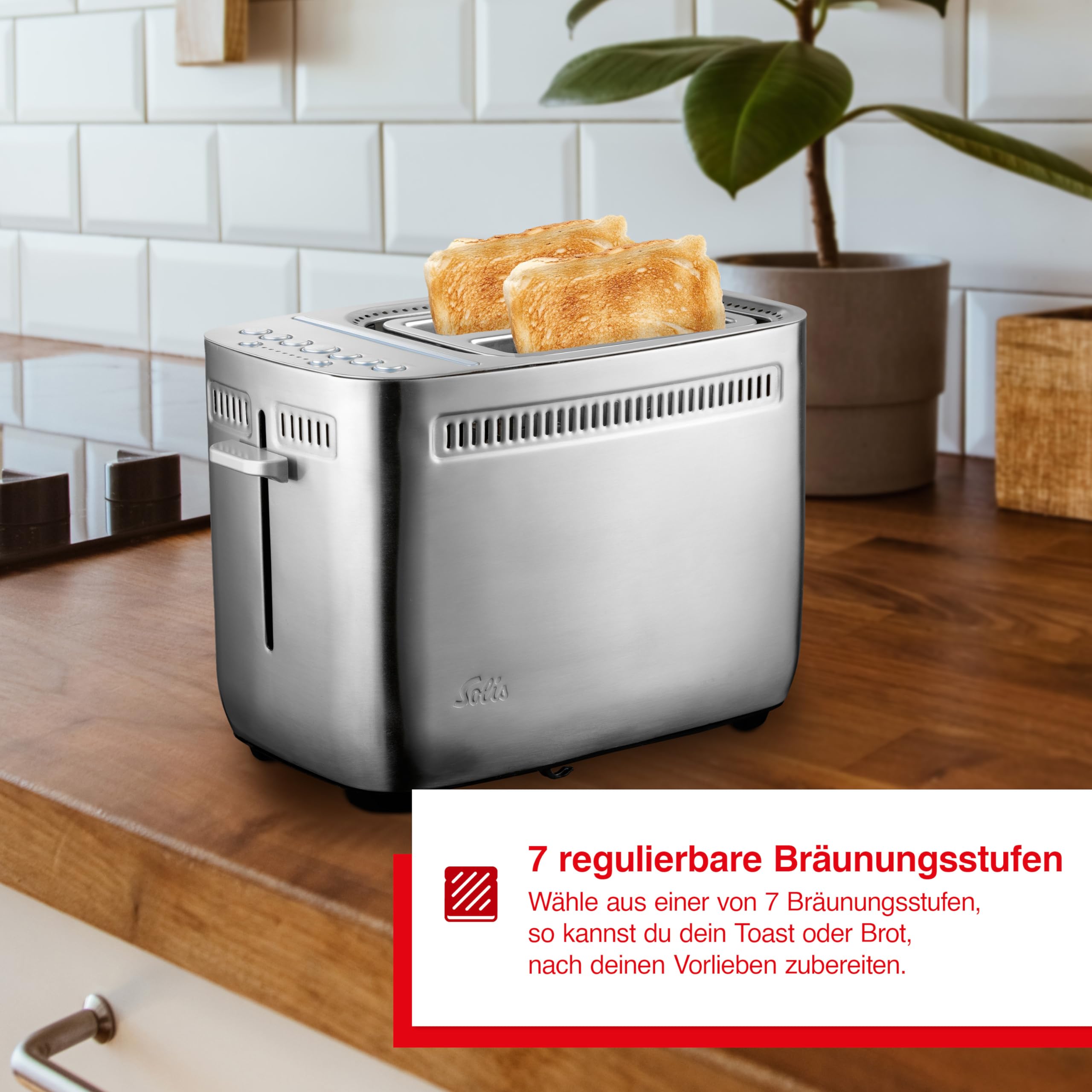 Solis Sandwich Toaster 8003 Toster do tostów - Nadziewane tosty - Funkcja turbo - Funkcja bajgla - Bardzo szerokie szczeliny - 7 poziomów złocenia - w tym 2 zaciski do kanapek