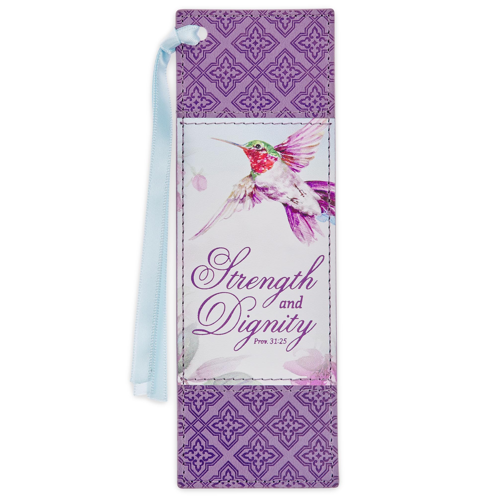 Christian Art Gifts Faux Leather Bookmark for Women: Strength &amp; Dignity