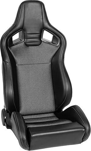 Miniatura 3 de 2 asientos universales de carreras con deslizadores de doble bloqueo, cuero de PVC, marco de acero, 1 par de asientos de cubo de carreras con