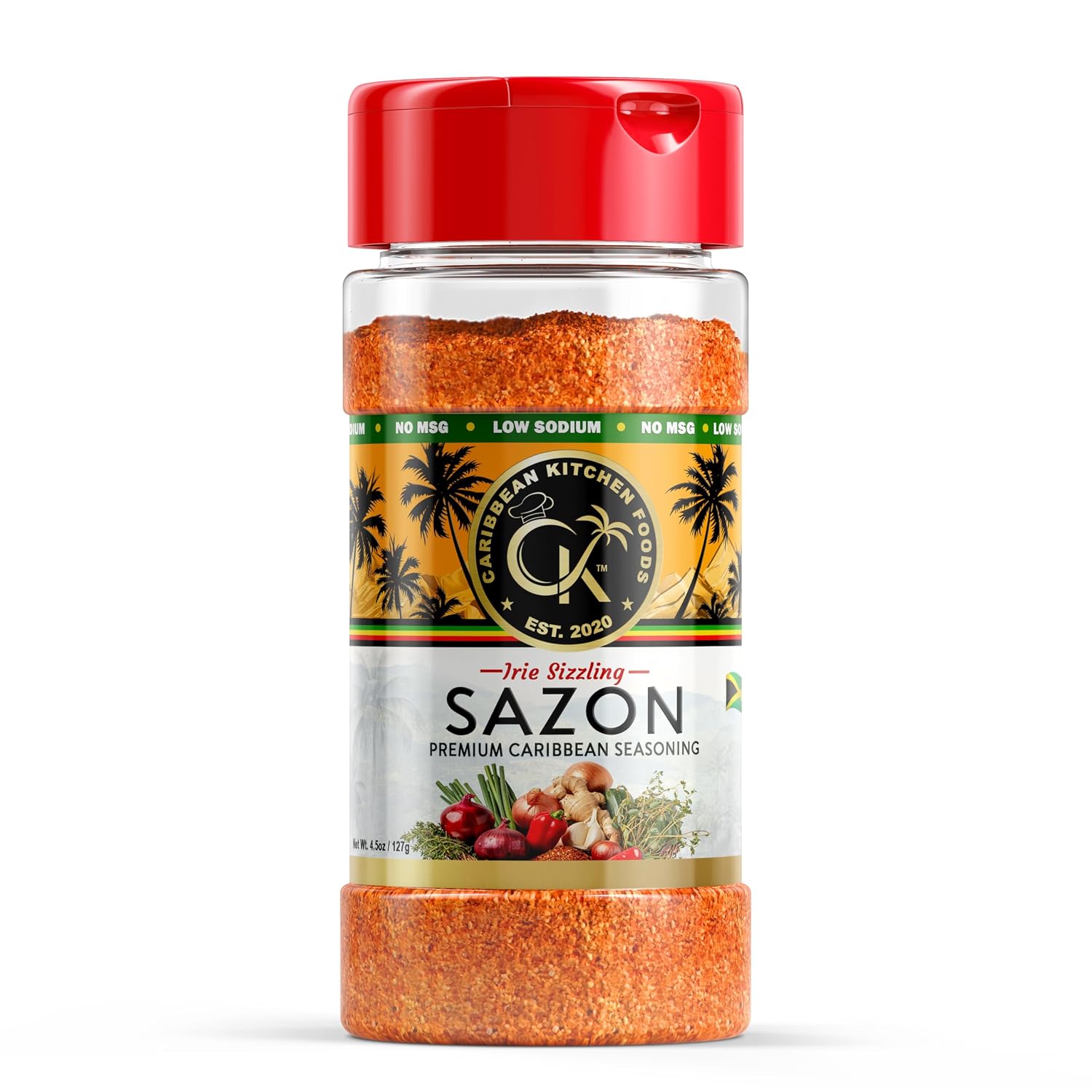 Caribbean Kitchen SAZÓN Seasoning – Low Sodium Latin Spice Blend with Achiote, Coriander, Garlic & Oregano – Organic, Non-GMO, Gluten-Free, Kosher, Vegan – 5 oz Jar