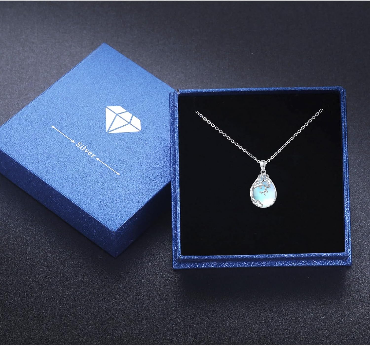 CUOKA MIRACLE Moonstone Necklace Sterling Silver Teardrop Pendant Tree Of Life Moonstone Jewelry Gifts For Women - Image 7