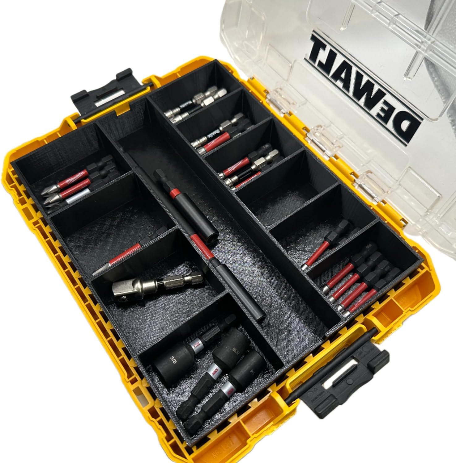 GarageInOrder 3d Printed Impact bit holder insert designed for DEWALT Medium ToughCase (Insert Only) (Industrial Gray, 11 Compartment)