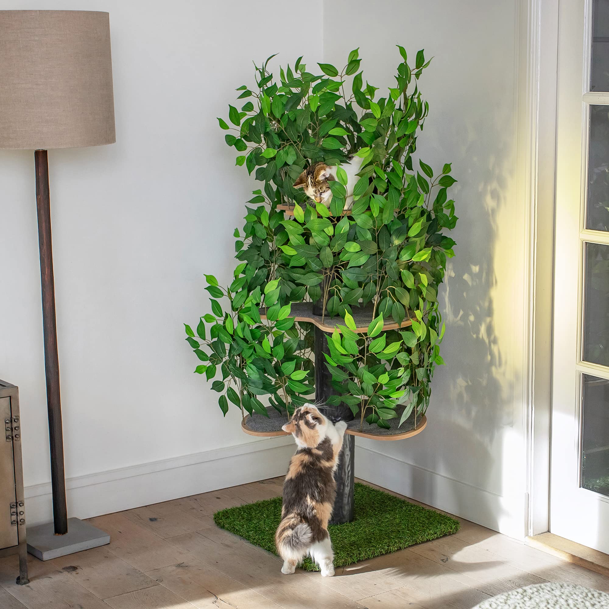 Albero per gatti con Foglie Intercambiabili - Brevettato Tiragraffi per Gatti Adulti, per Arrampicarsi Nascondersi e Dormire - Più Livelli, Facile da Montare - Tiragraffi Gatto Costruzione Robusta