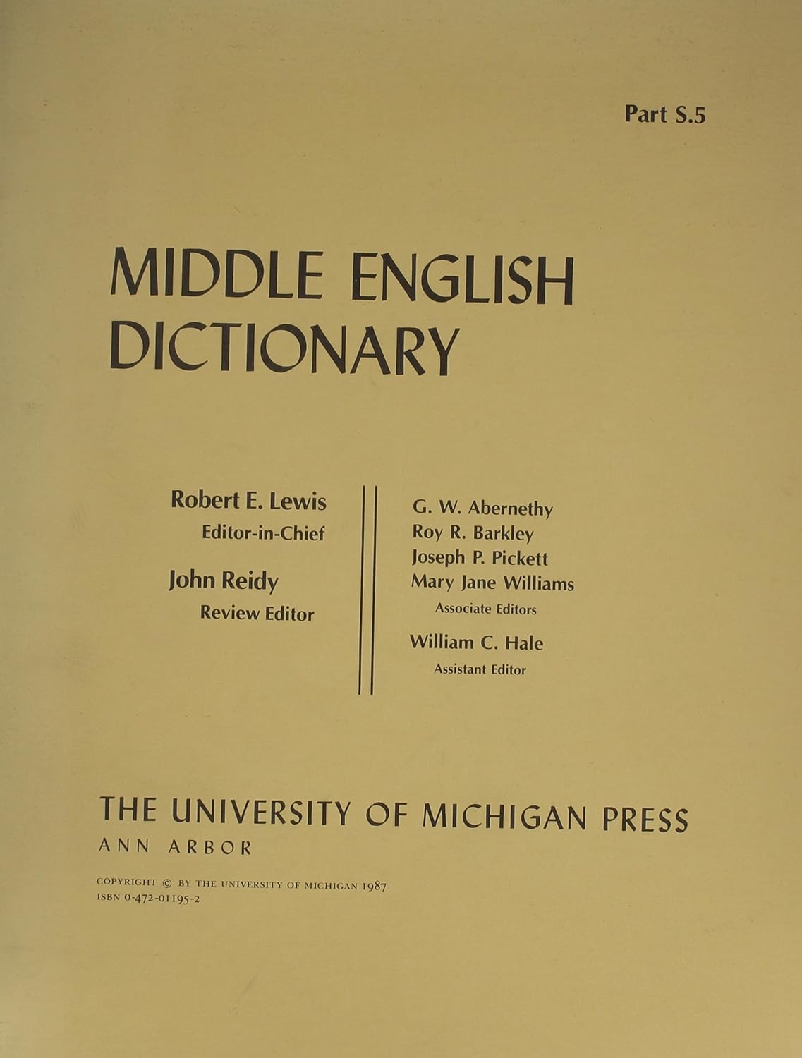 Amazon.com: Middle English Dictionary (Volume S.5): 9780472011957 ...