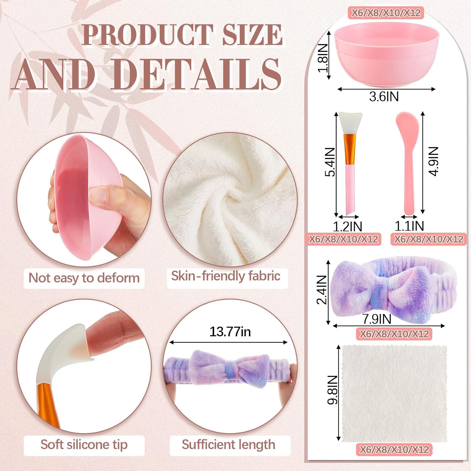 10 Set Spa Sleepover Party Supplies Bulk, Include Face Mask Mixing Bowl Set, Mirror, Headband, Scrunchies, Cosmetic Bags, Face Wash Cloths for Spa Birthday Party (Tie Dye Color)