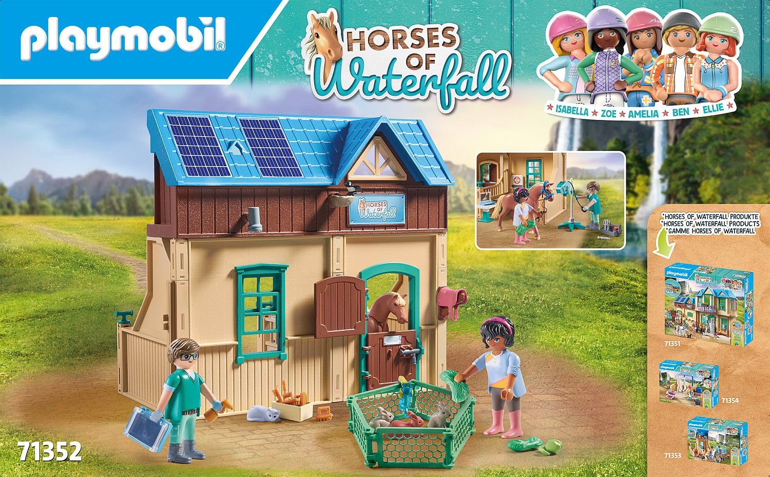 PLAYMOBIL Horses of Waterfall 71352 Stalla con Veterinario, guarigione Rapida degli Animali Malati Grazie a Phil, Giocattolo sostenibile per Bambini dai 5 Anni in su