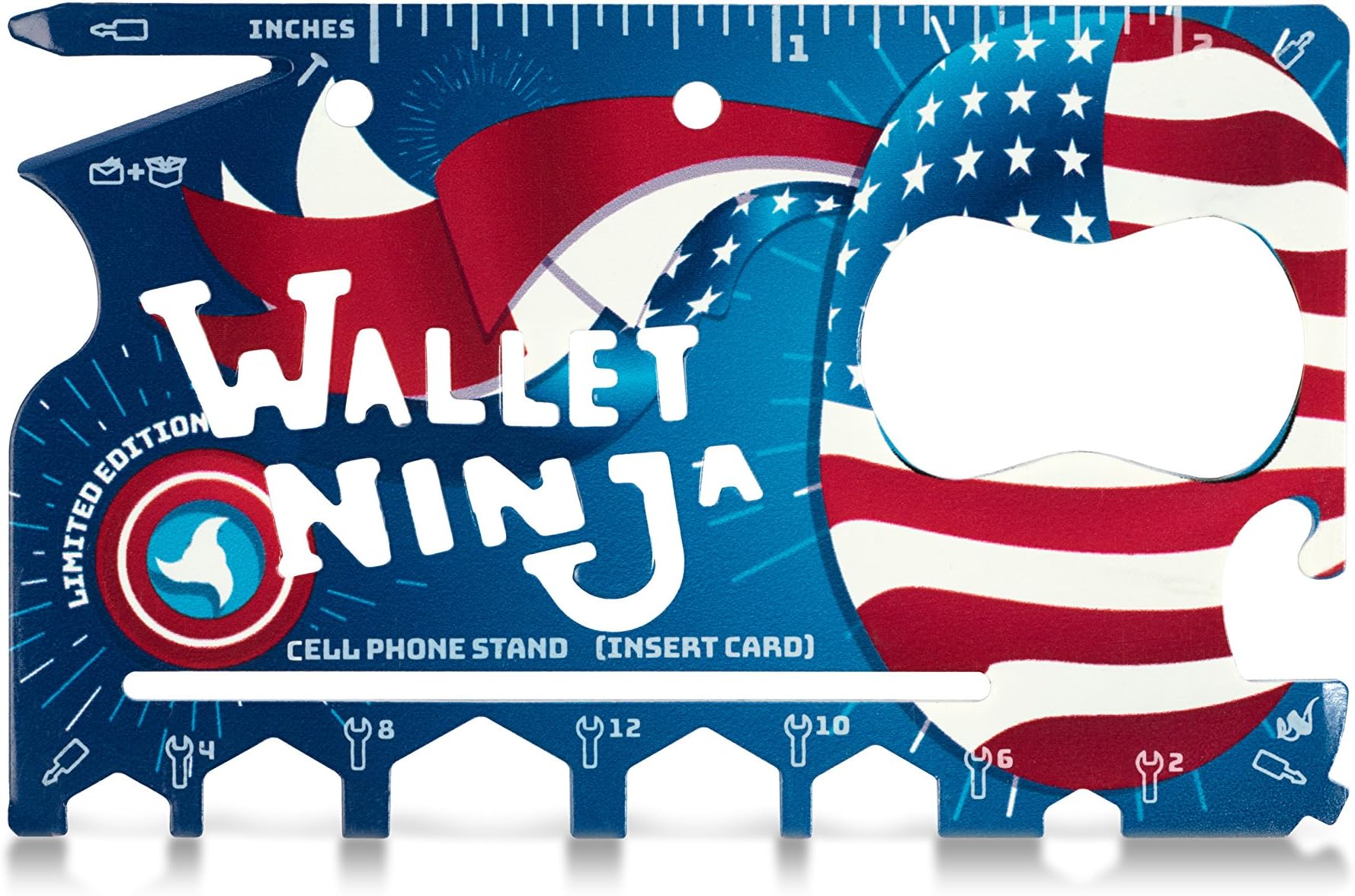 USA PRIDE Wallet Ninja - 18 in 1 Credit Card Sized Multitool