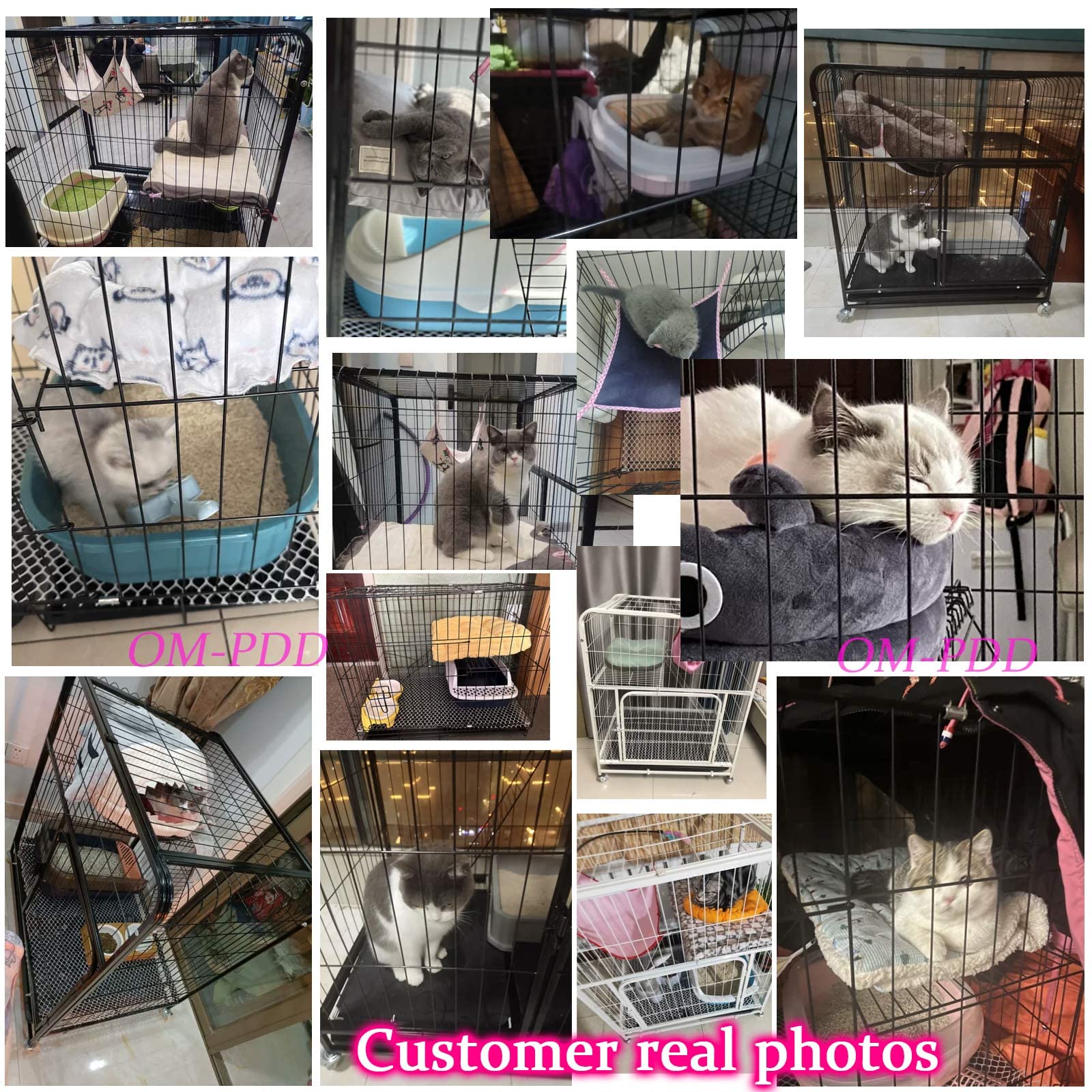 Gabbie per Gatti da Interno a 4 Ripiani con lettiera, Gabbia per Animali Domestici di Grandi Dimensioni, recinto per Gatti Extra Large Staccabile, Ruote girevoli a 360°, Piedini a griglia,