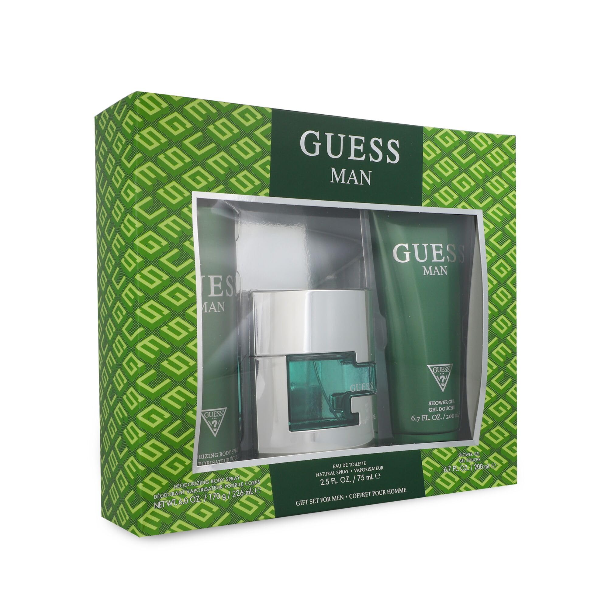 GUESS Man Woda toaletowa 3-częściowy zestaw prezentowy - Cologne Spray 2,5 Fl. Oz., deodorizing Body Spray 6,0 oz & Shower Gel 6,7 Fl. Oz.