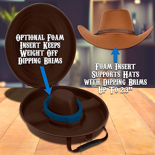 Vista 5 de CASEMATIX Cowboy Hat Box and Portable Cowboy Hat Storage for Brims Up To 4.75" - Hard Shell Cowboy Hat Case with Carry Strap, ID Slot and Foam