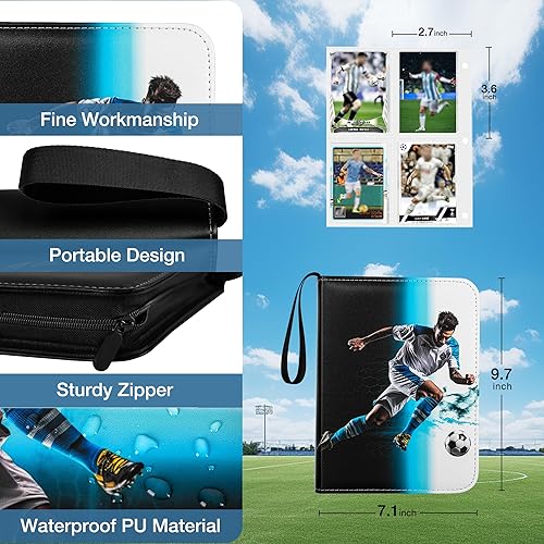Miniatura 2 de Carpeta de tarjetas de fútbol, tarjetas comerciales deportivas 2024-2025 con soporte para álbum, 440 bolsillos, protectores de almacenamiento para