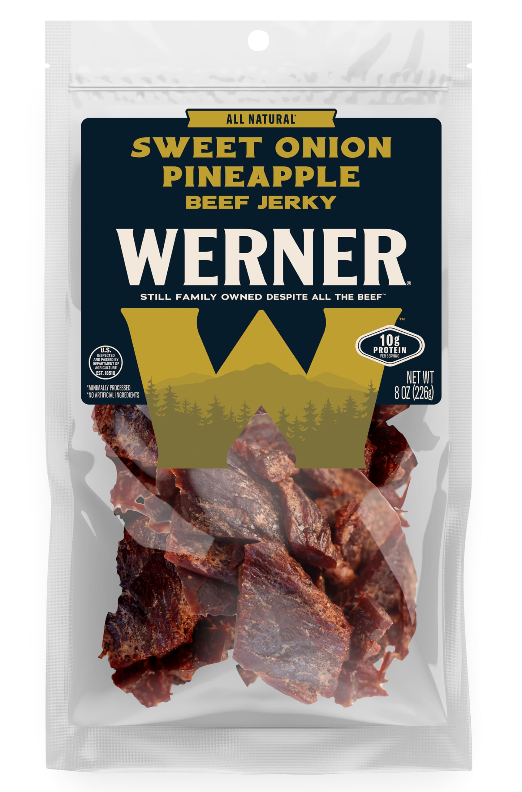 Werner Beef Jerky All Natural Meat Snack Half Pounder – High Protein Snack, Gluten-Free, No Artificial Ingredients, No Added MSG (8 Ounce) (Sweet