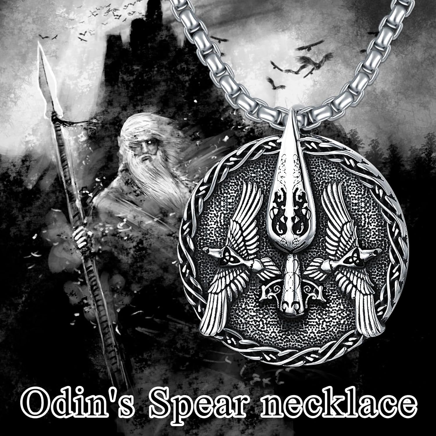 PELOVNY Odin Necklace 925 Sterling Silver Viking Pendant Norse God Jewelry for Anniversary Birthday Christmas Gifts Men Women - Image 2