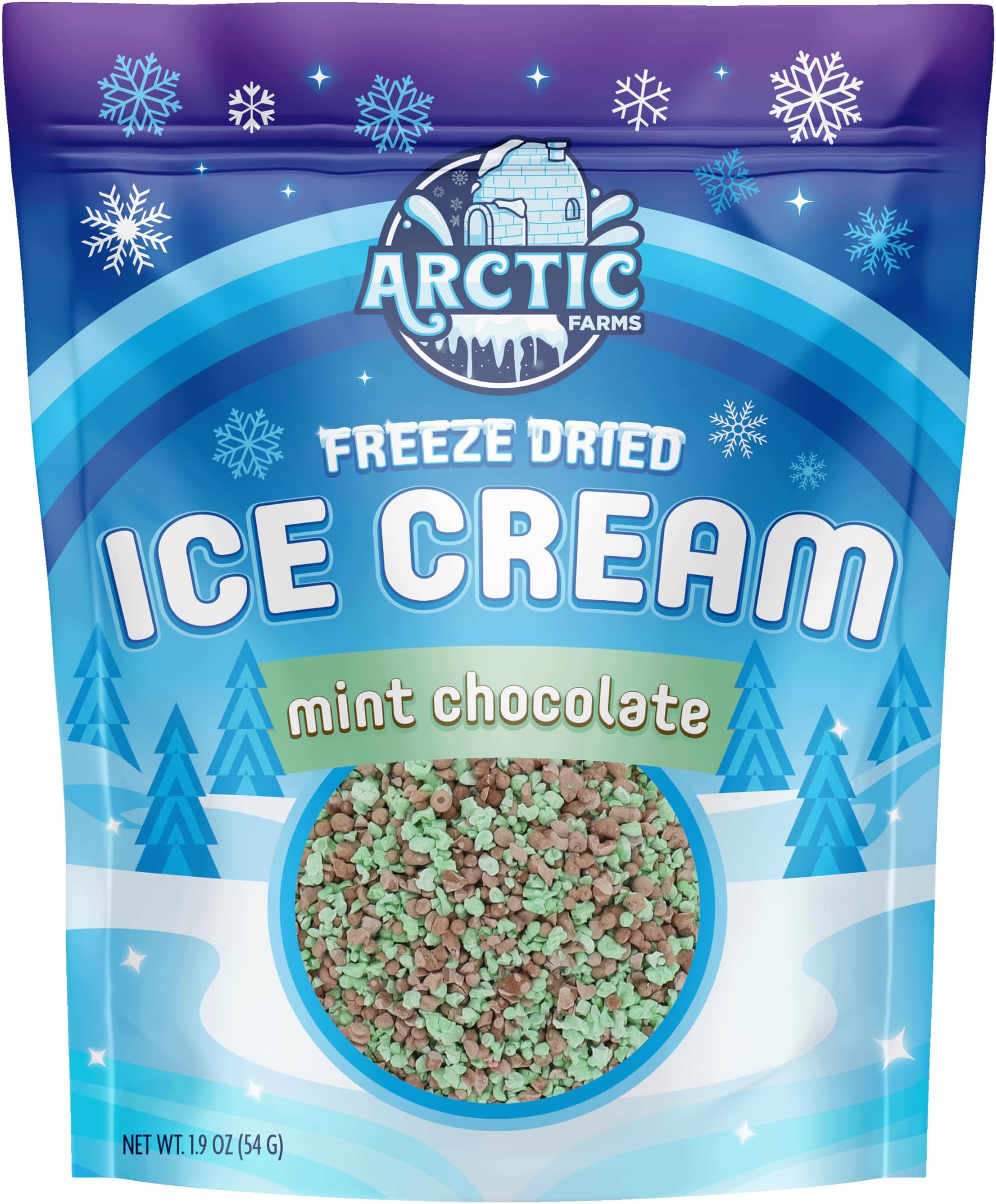 Arctic Farms Freeze Dried Ice Cream that Does Not Melt (Mini Bits) (Mint Chocolate, 1.9oz)
