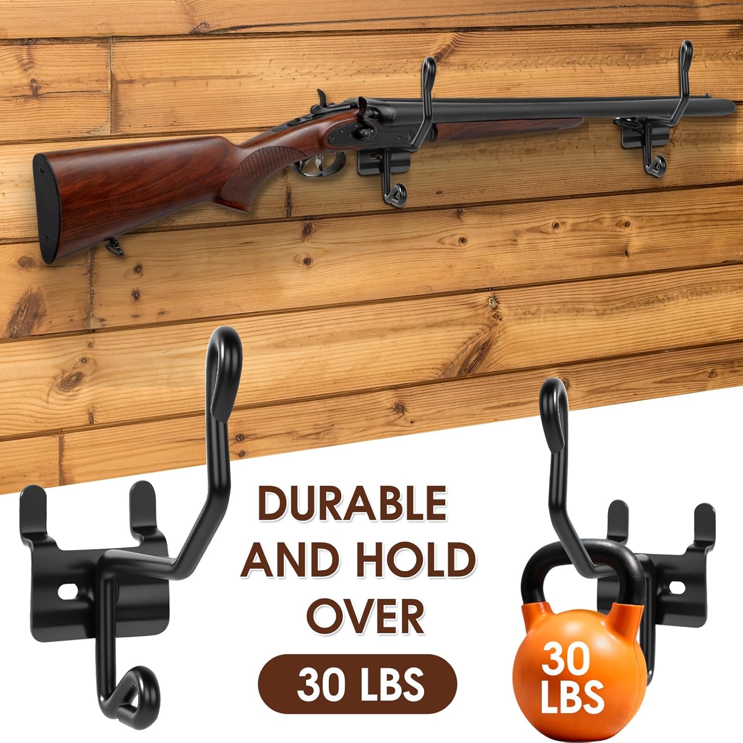 Gun Rack Wall Mount – 12-Pack Vinyl-Coated Steel Hooks for Slatwall, Pegboard & Gridwall – Rifle & Shotgun Hangers for Firearm Display and Storage - Image 3