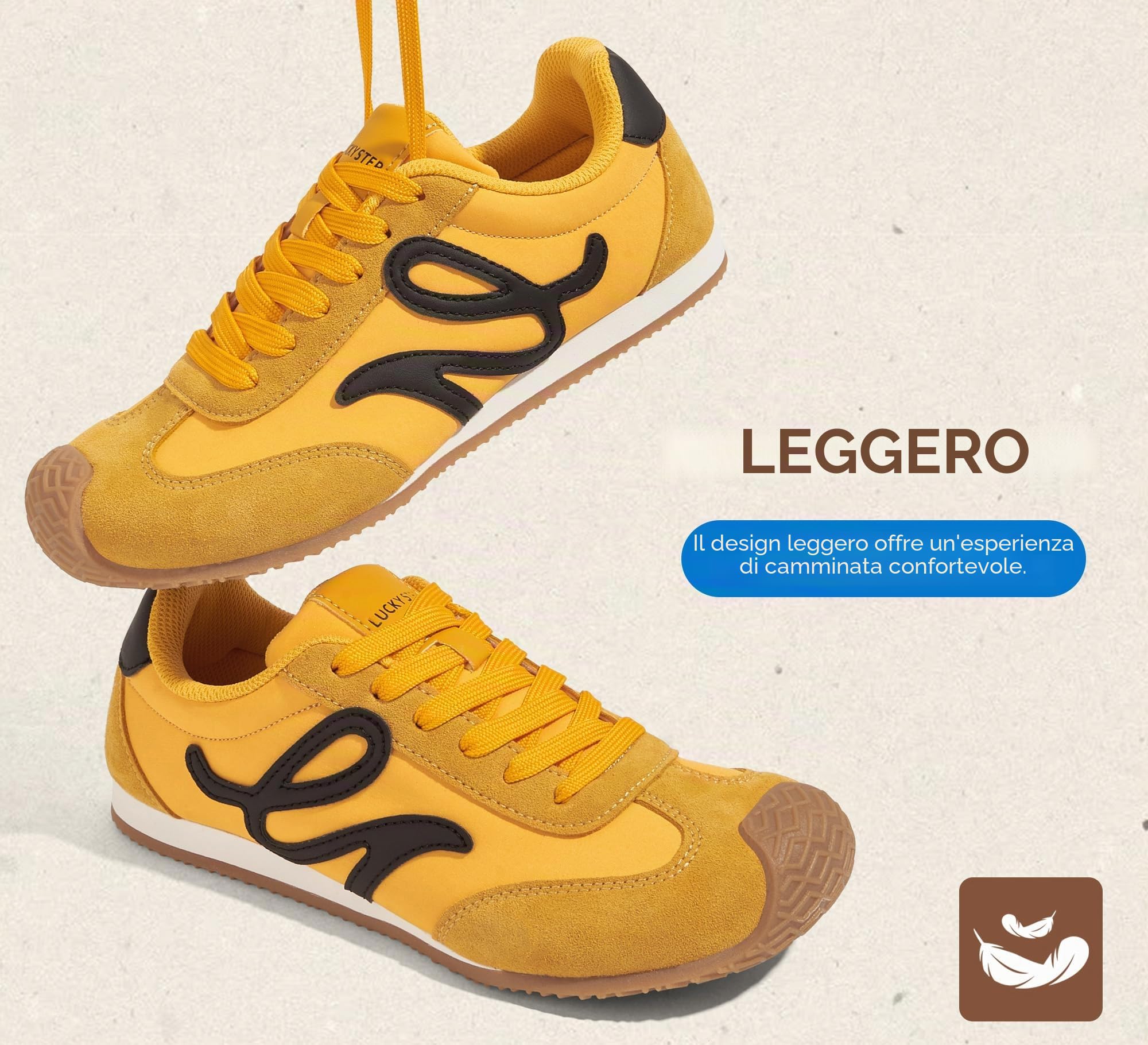 LUCKY STEP Scarpe da Tennis Retro per Donna – Sneaker Classiche Casual in Pelle Genuina con Suola Sottile e Leggera, Eleganti e comode
