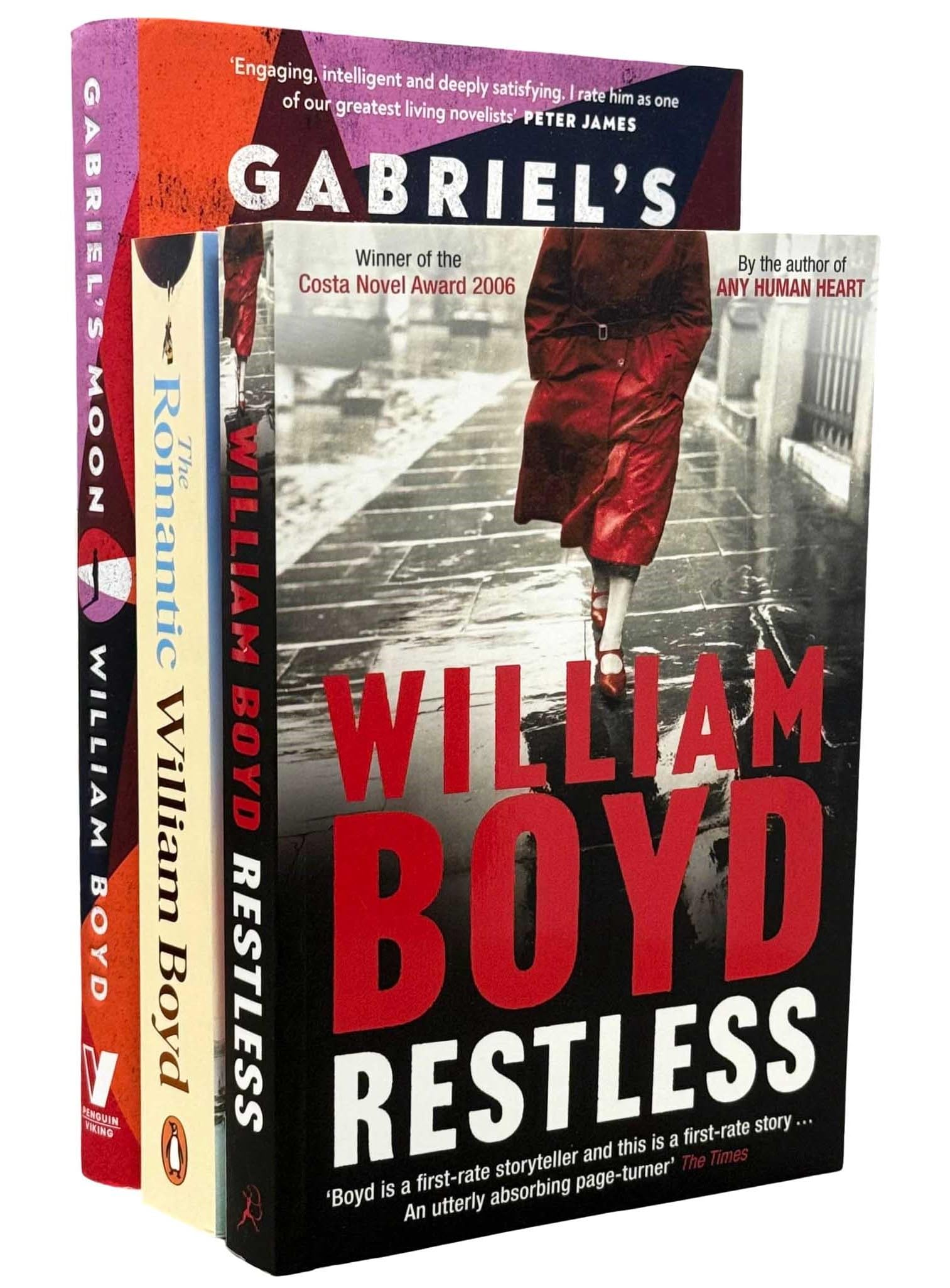 William Boyd 3 Books Collection Set (Restless, The Romantic & Gabriel's Moon [Hardback])