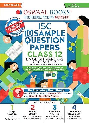 Oswaal ISC Sample Question Papers Class 12 English Paper-2 Hardcover for 2023 Board Exam (based on the latest CISCE/ICSE Specimen Paper)