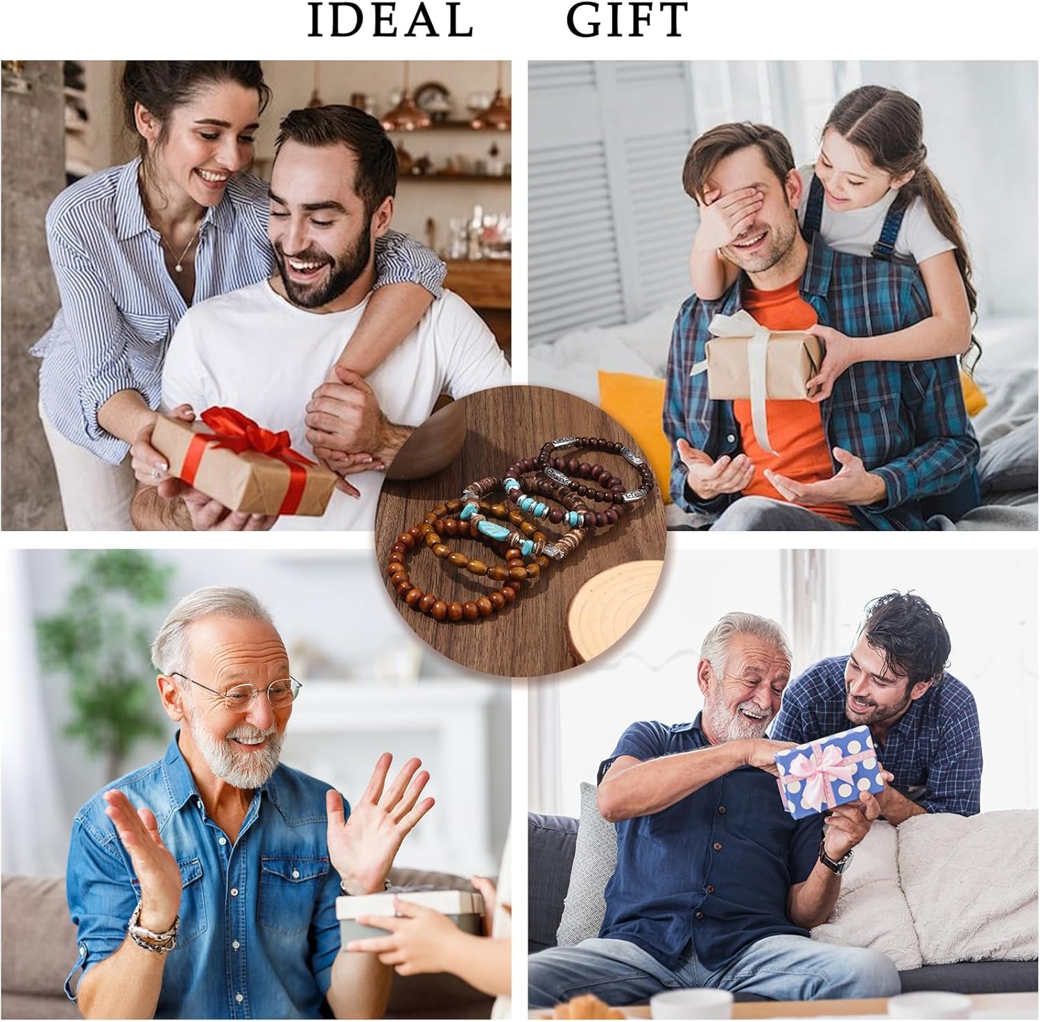 41/44 PCS Beaded Bracelets for Men Larger Size Women Adjustable Punk Braided Wooden Bracelet Bulk Wood Bangles Wristbands Meaningful Jewelry Gift - Image 6