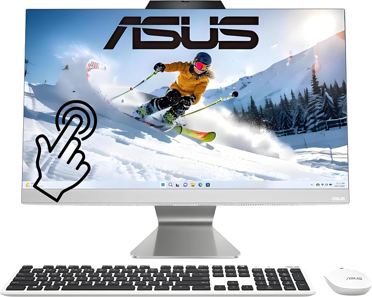 ASUS 2025 All-in-One Desktop, 23.8" FHD Touchscreen, Intel Core i5-1235U(Beats Ryzen 7 5700U), 16GB RAM, 512GB SSD, Intel UHD Graphics, Wi-Fi 6, 720p Camera, HDMI, Keyboard & Mouse, Windows 11 Home