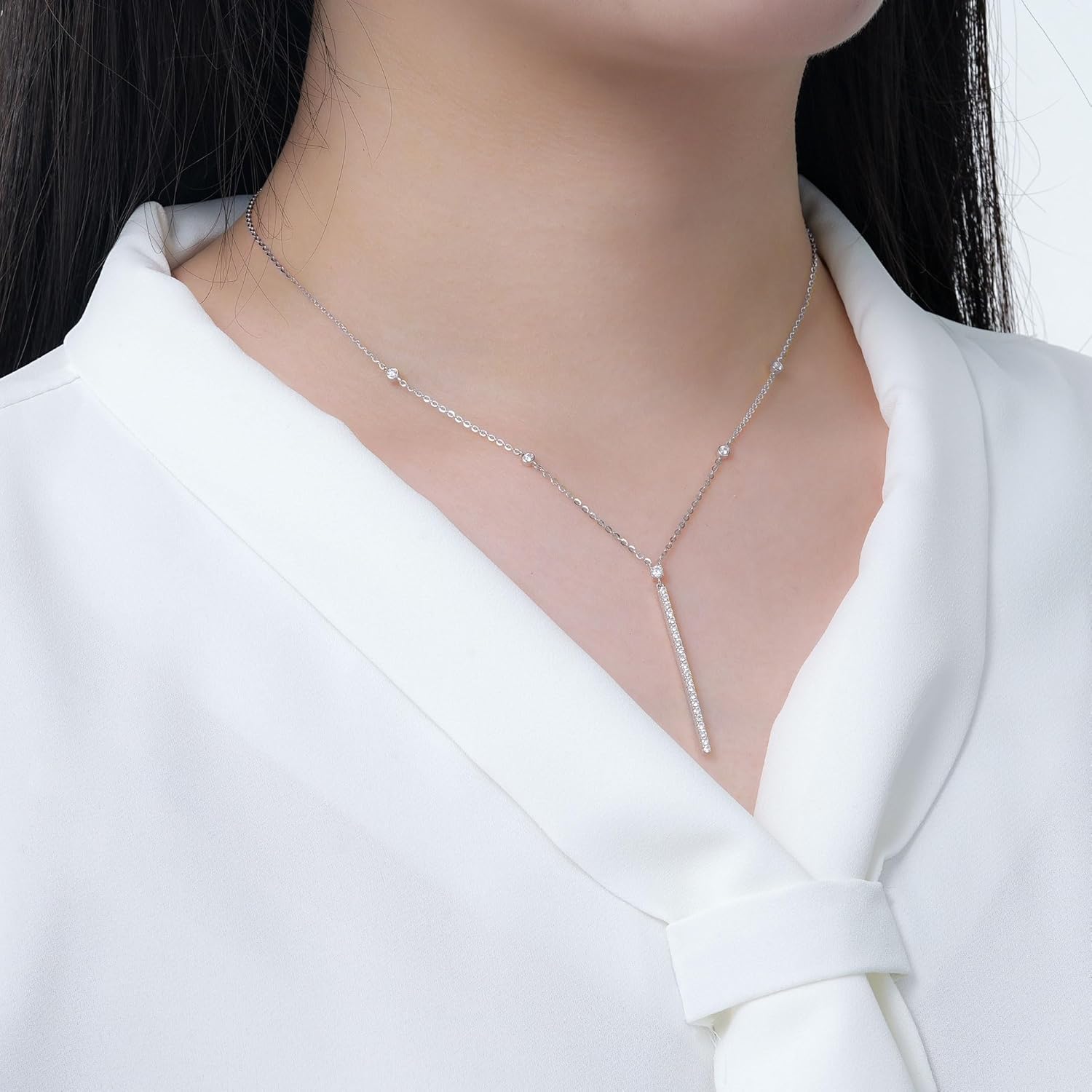 AINUOSHI Dainty Drop Moissanite Pendant Necklace for women, 0.51CT Sterling Sliver Gold Plated Station Necklace Valentine Day Anniversary Birthday Graduation Gift for Her