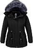 wantdo Women's Plus Size Winter Coat Waterproof Puffer Jacket Warm Thicken Parka with Removable Hood