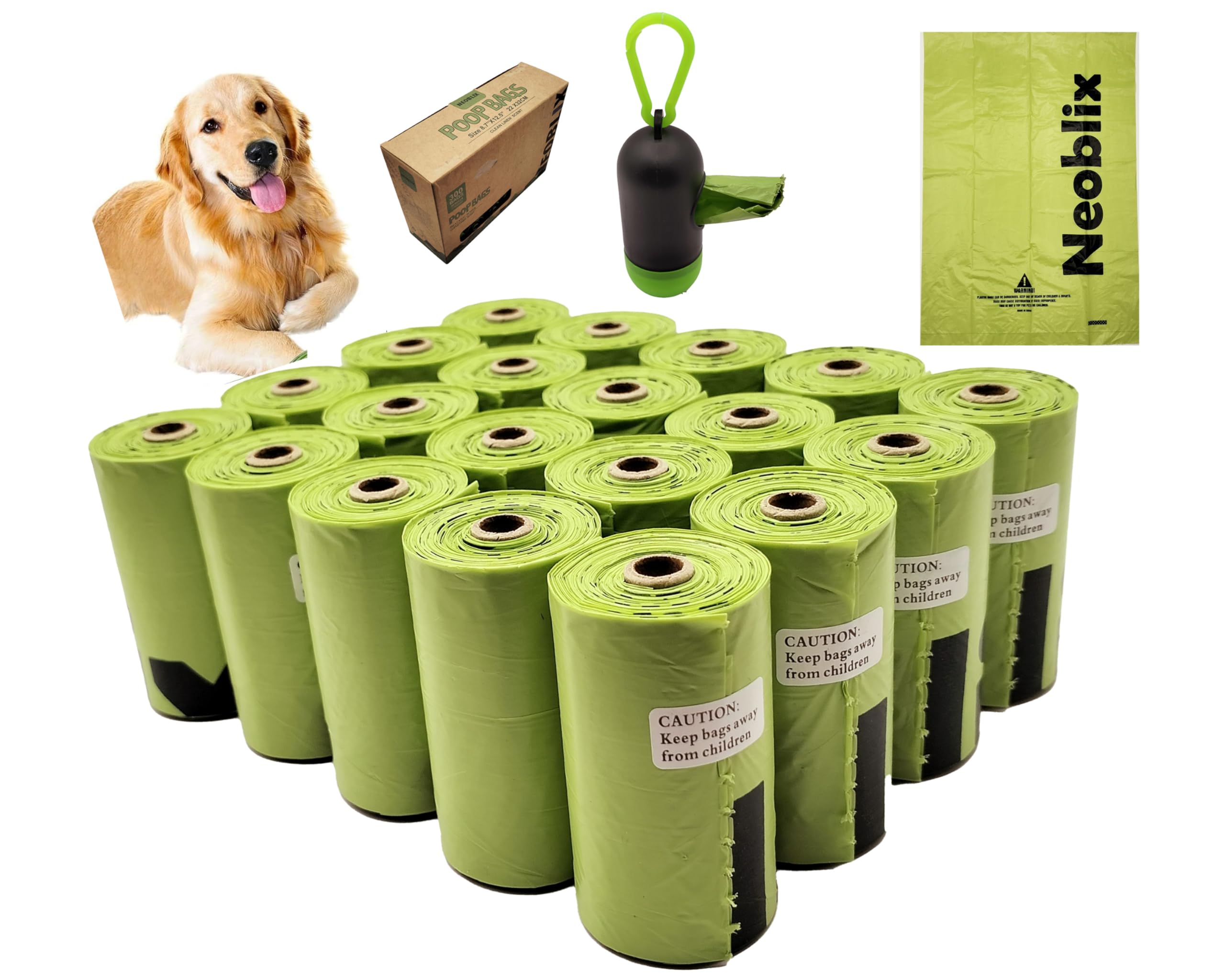 Dog Poop Bags Linen Scented with Dispenser 20 Rolls 300pcs of Extra Thick and Strong Poo Bags for Doggy Cat Puppy Biodegradable 100% leak Proof Eco- Friendly Dog Waste Bags, Pet Supplies