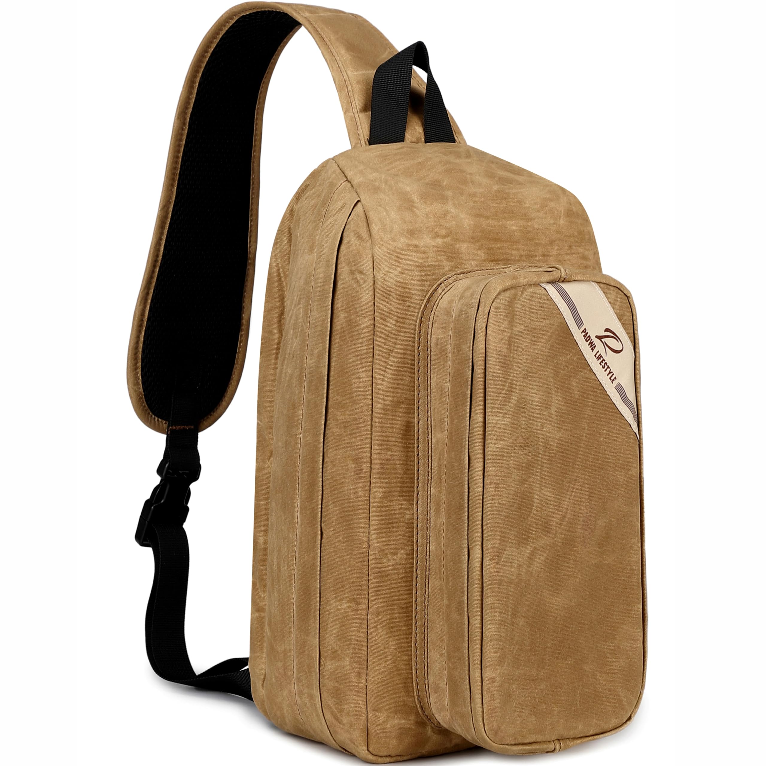 Khaki Crossbody Camera Bag - Waxed Memory Canvas Compact Camera Sling and Crossbody Bag w…