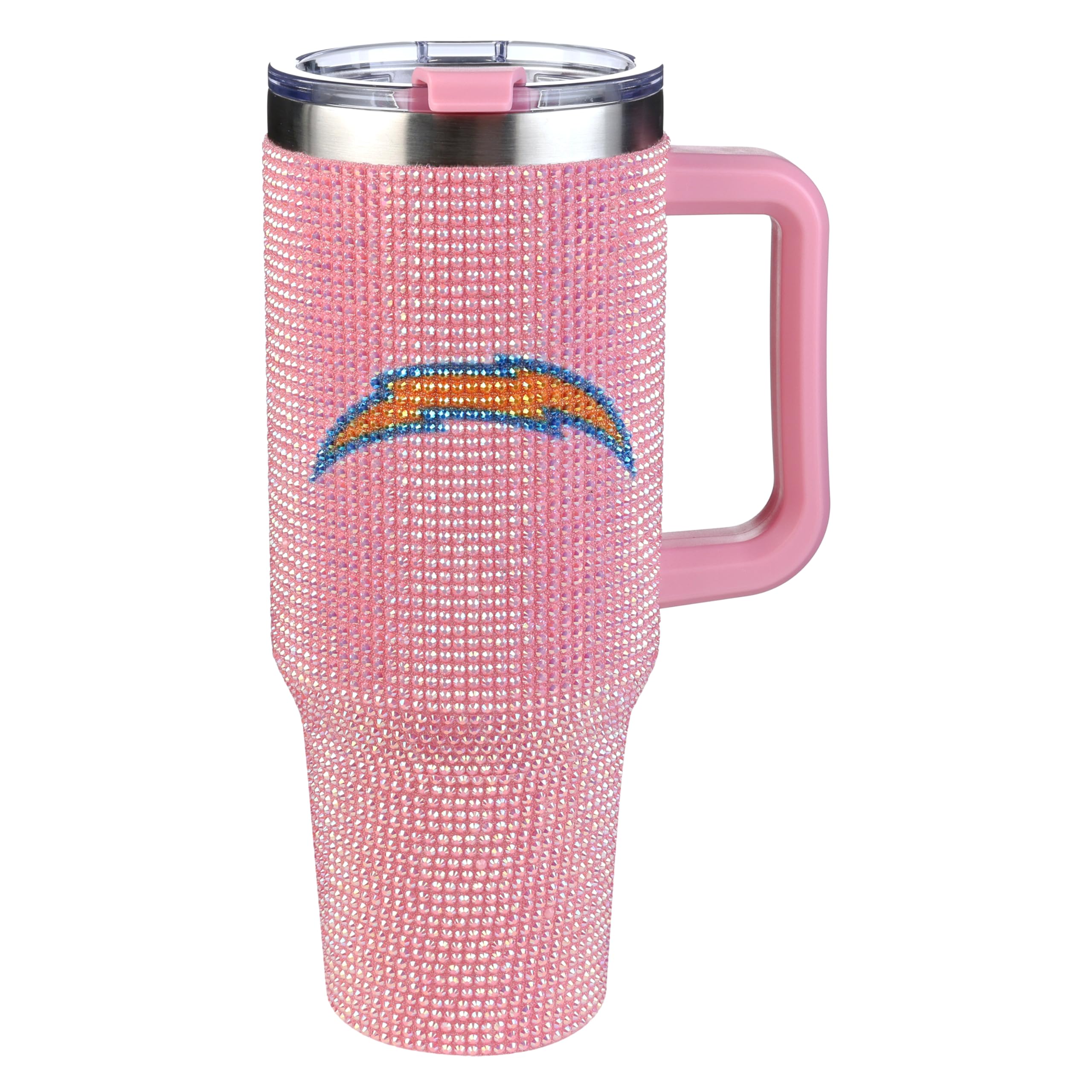 The Memory Company Officially Licensed 40oz Pink Bling Game Day Tumbler, Los Angeles Chargers