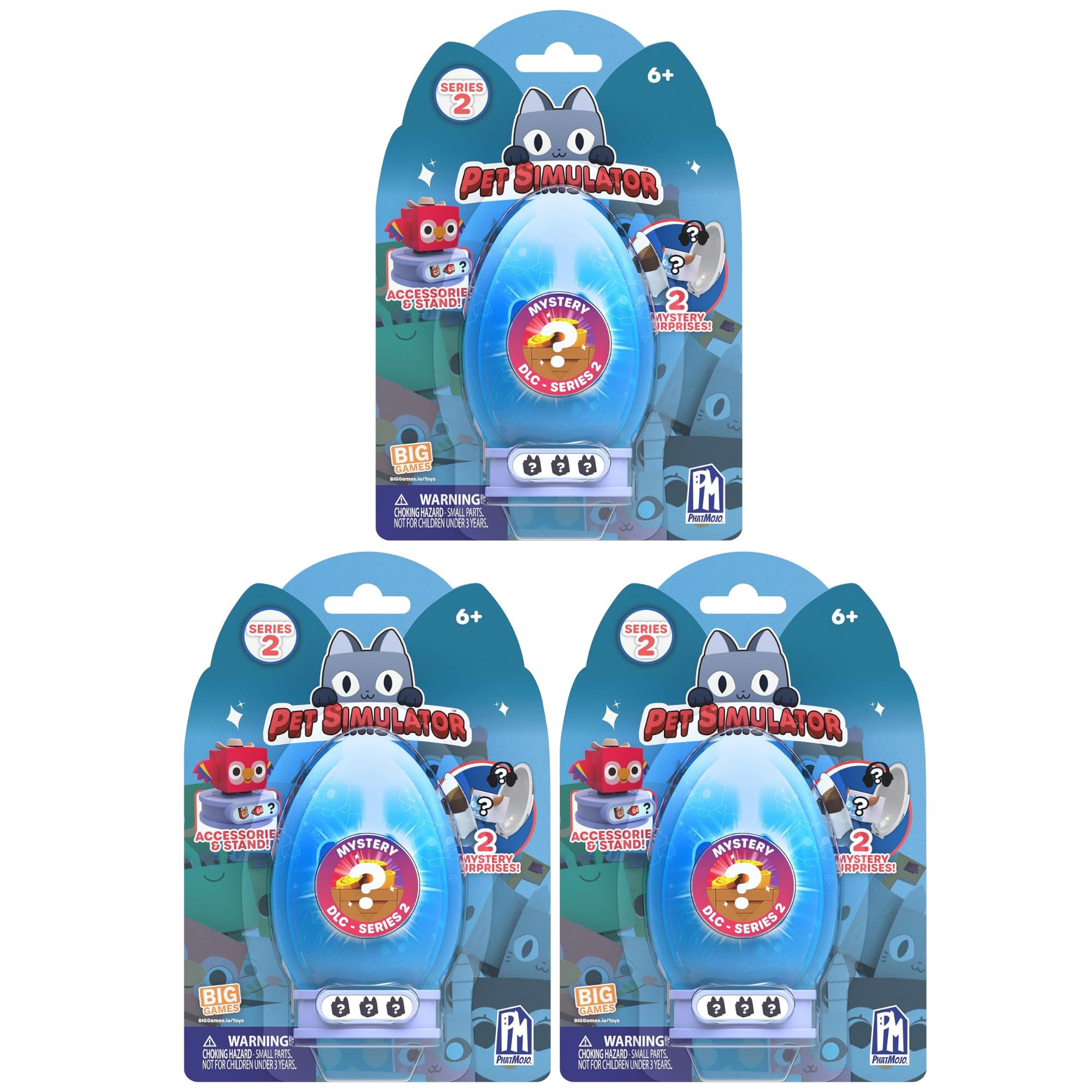 Pet Simulator Roblox Series 1,2 & 3 Limited Edition Cube Plush - Lucky Blind Box's, Bundles, Blind Bags & Figures - (Series 2 Pet Figures with DLC - Pack of 3)